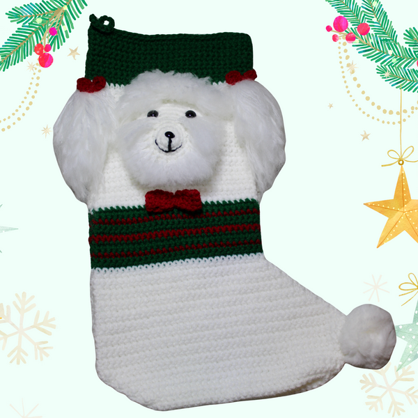 Poodle Christmas Stocking Crochet Pattern – PDF Instant Download