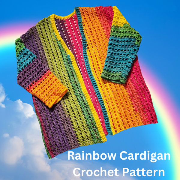 Rainbow Squares Cardigan Crochet Pattern
