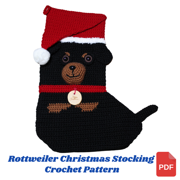 Rottweiler Crochet Christmas Stocking Pattern