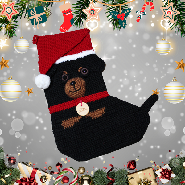 Rottweiler Crochet Christmas Stocking Pattern