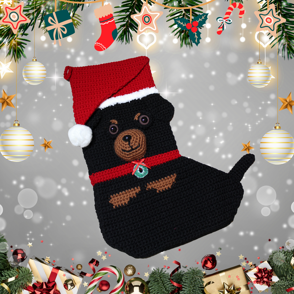 Rottweiler Crochet Christmas Stocking Pattern