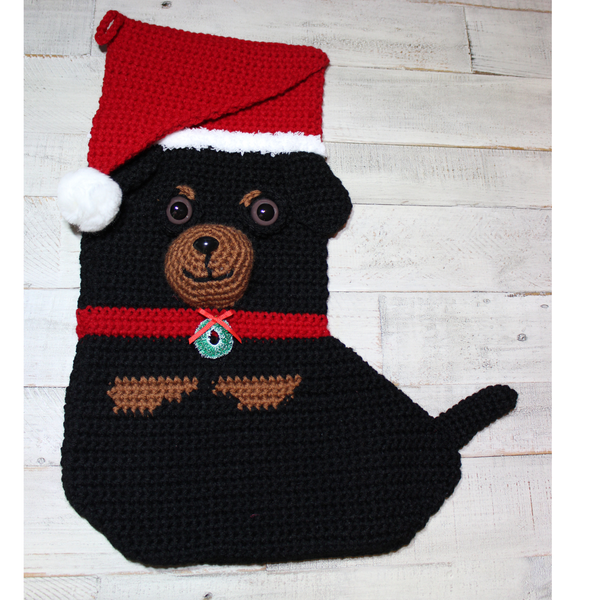 Rottweiler Crochet Christmas Stocking Pattern
