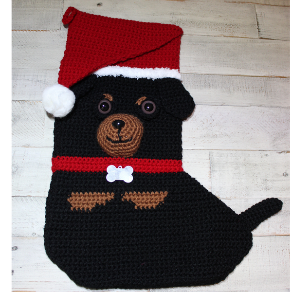 Rottweiler Crochet Christmas Stocking Pattern