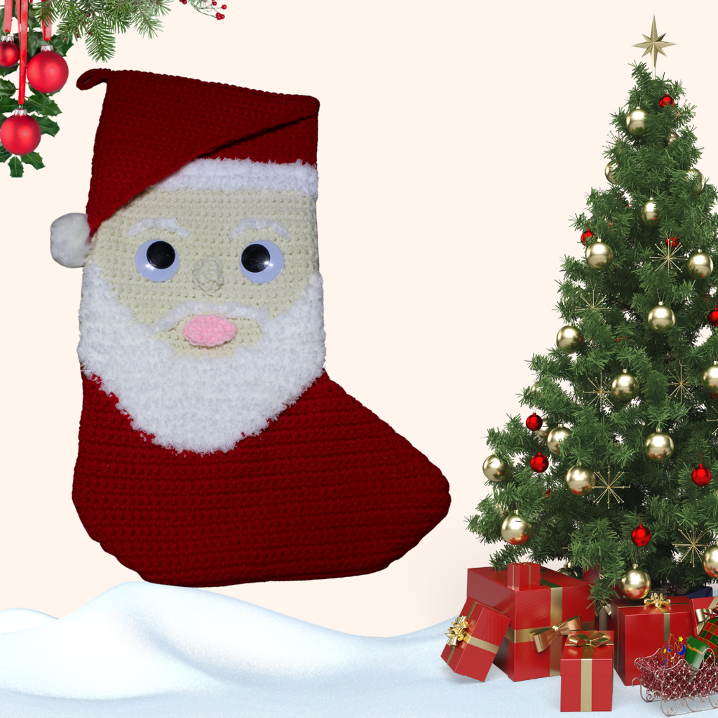 Santa Claus Christmas Stocking Crochet Pattern PDF