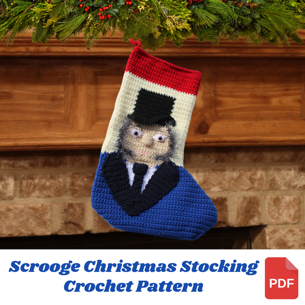 Ebenezer Scrooge Christmas Stocking Crochet Pattern PDF