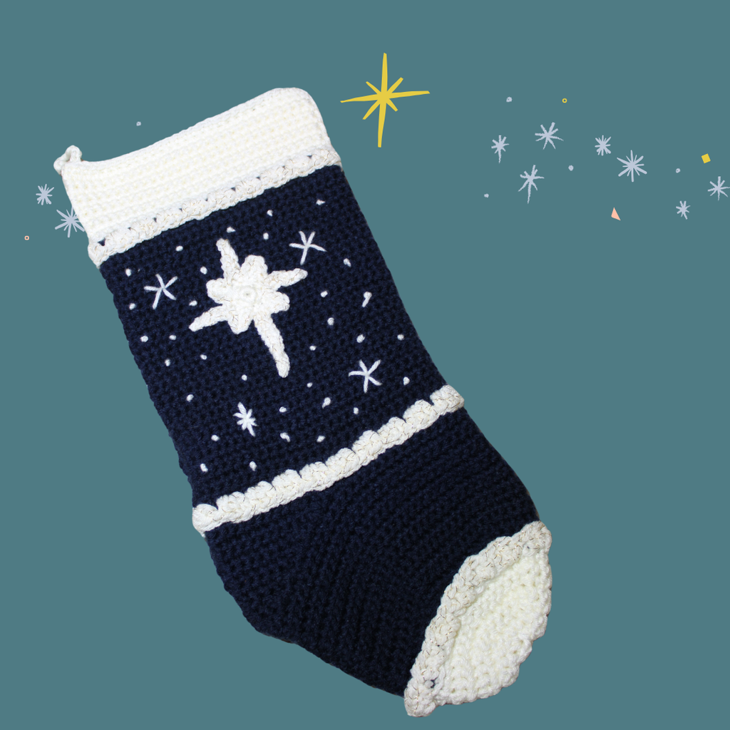 Star of Bethlehem Christmas Stocking Crochet Pattern