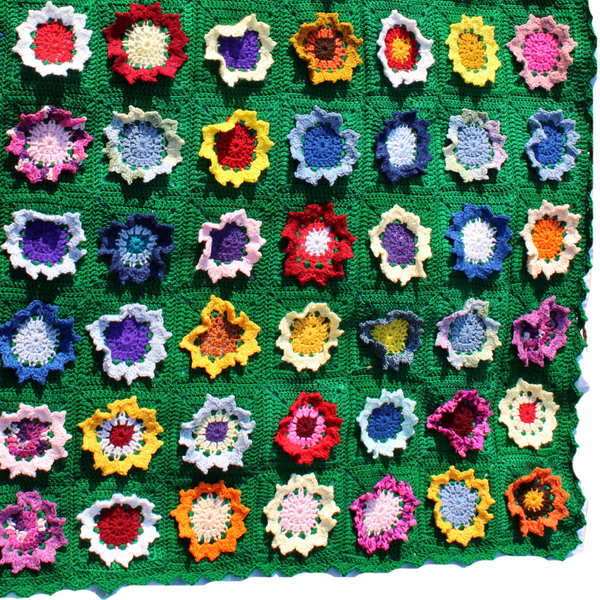 Sunflower Granny Square Afghan Crochet Pattern