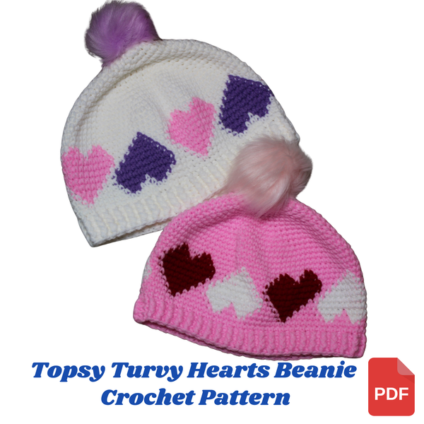 Topsy Turvy Hearts Beanie Crochet Pattern