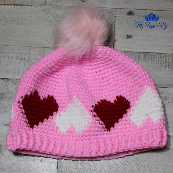 Topsy Turvy Hearts Beanie Crochet Pattern