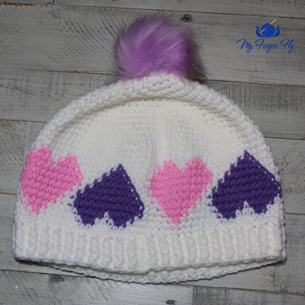 Topsy Turvy Hearts Beanie Crochet Pattern