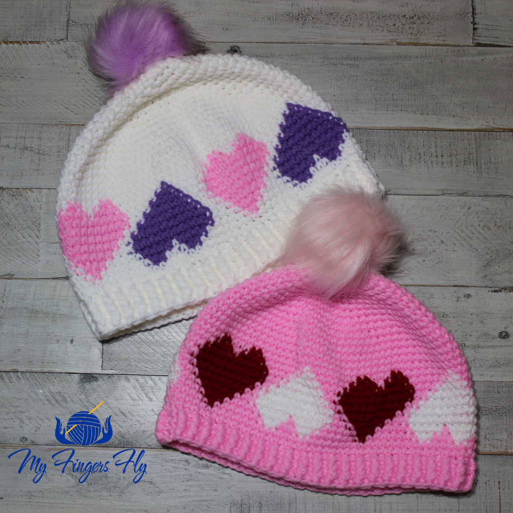 Topsy Turvy Hearts Beanie Crochet Pattern