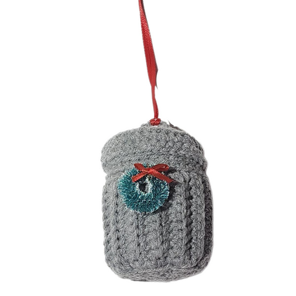 Trash Can Christmas Ornament Crochet Pattern