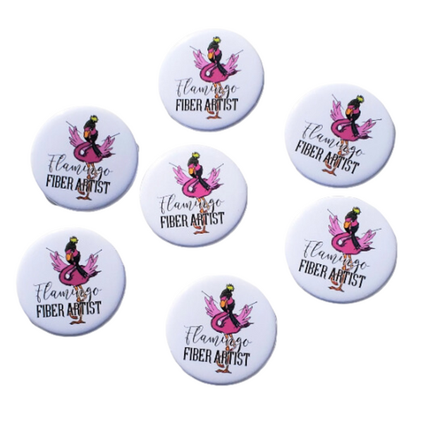 Flamingo Fiber Artist Pin Button