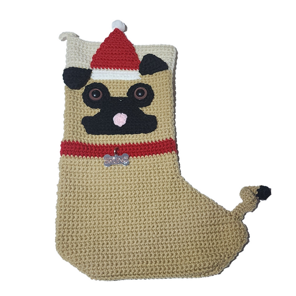 Pug Christmas Stocking Crochet Pattern