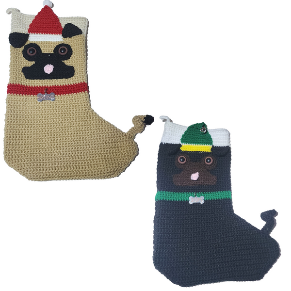Pug Christmas Stocking Crochet Pattern