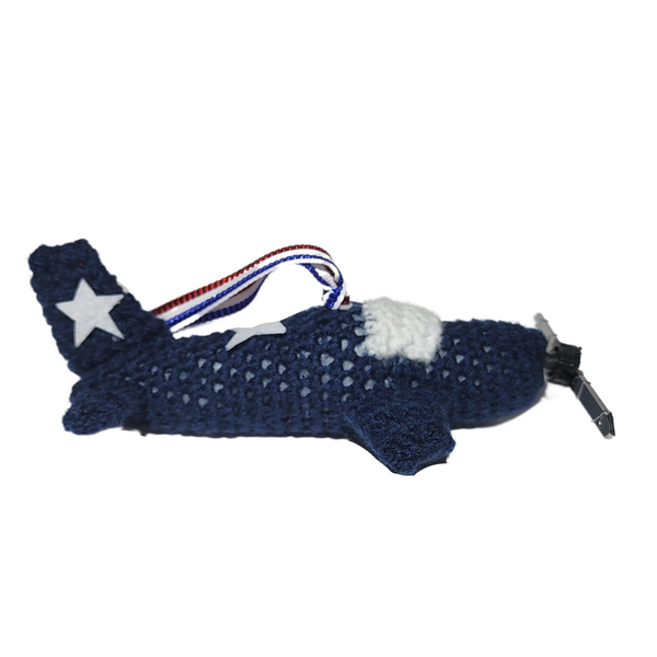 Airplane Christmas Ornament Crochet Pattern - F6F Hellcat WWII Navy Fighter Plane