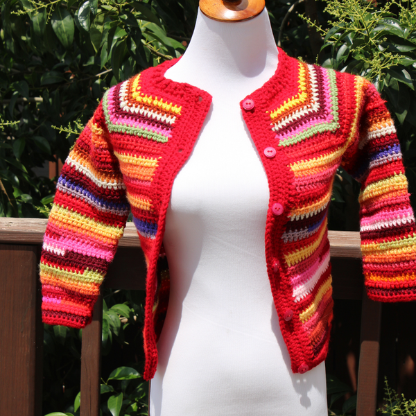 Yarn Bomb Cardigan Crochet Pattern for Children