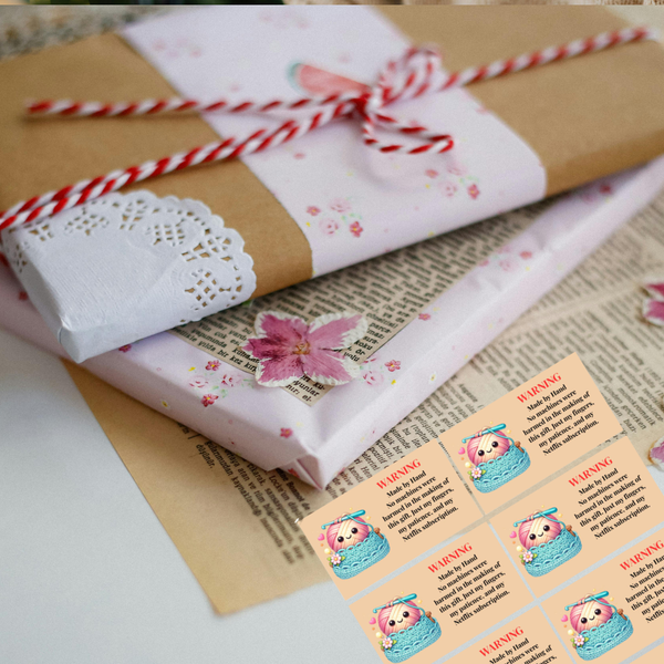 Warning: Made by Hand Crochet Gift Tag, Funny Crafter Gift Label