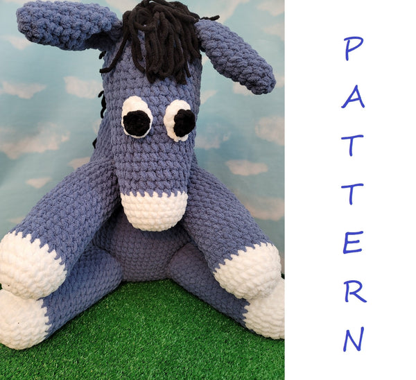 Archie the Donkey Crochet Pattern using Bernat Blanket Yarn - My Fingers Fly