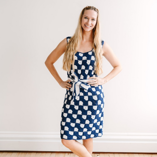 Women's Bowtie Granny Square Dress Crochet Pattern