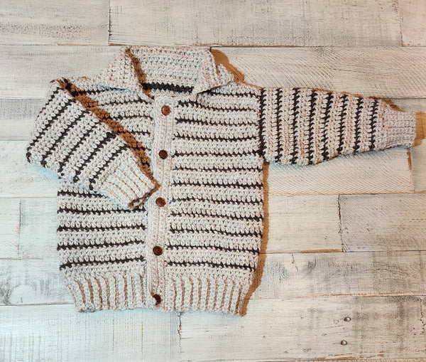 Boys' Pinstripe Sweater Crochet Pattern - My Fingers Fly