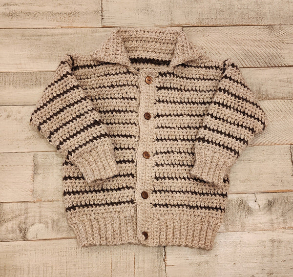 Boys' Pinstripe Sweater Crochet Pattern - My Fingers Fly