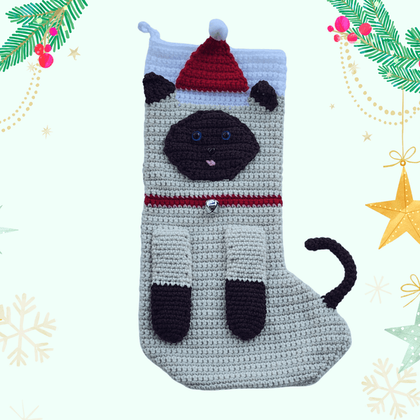 Cat Christmas Stocking Crochet Pattern - My Fingers Fly