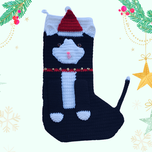 Cat Christmas Stocking Crochet Pattern - My Fingers Fly