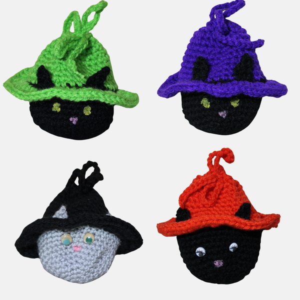 Cat Witch Treat Bag Crochet Pattern – Spooky Cute Halloween Candy Bag