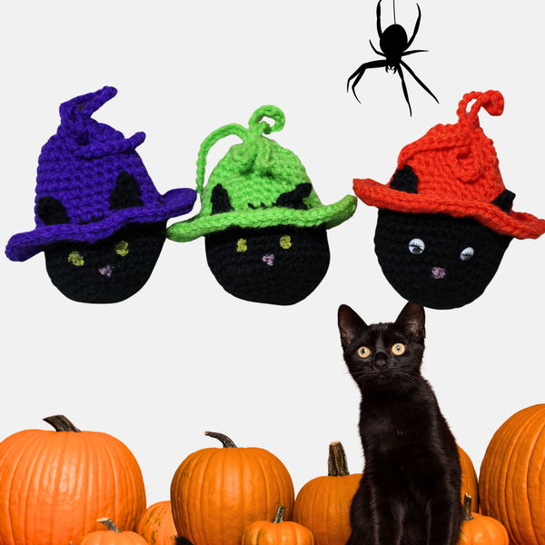 Cat Witch Treat Bag Crochet Pattern – Spooky Cute Halloween Candy Bag