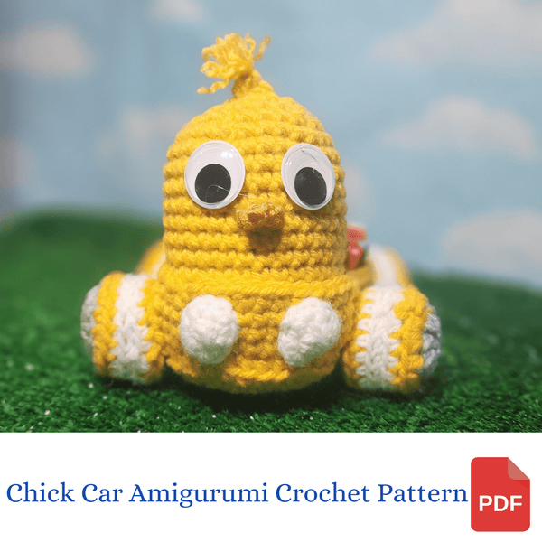 Chick Car Amigurumi Crochet Pattern - Digital PDF Download - My Fingers Fly
