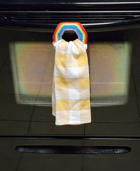 Crochet Pattern, Rainbow Towel Holder - My Fingers Fly