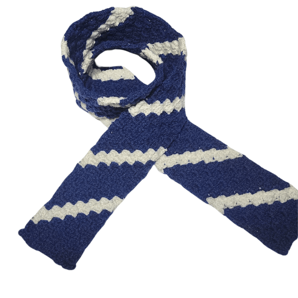 Diagonal Striped Skinny Scarf, Handmade Crochet - My Fingers Fly