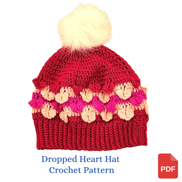 Dropped Heart Hat Crochet Pattern - My Fingers Fly