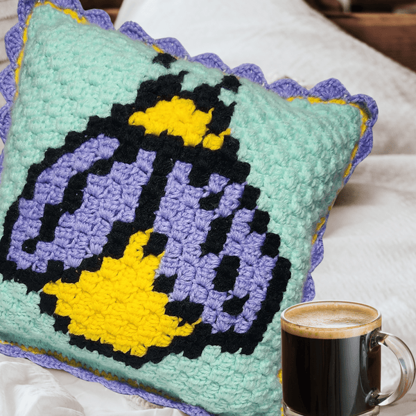 Firefly Pillow C2C Crochet Pattern - My Fingers Fly