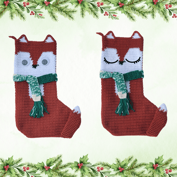 Fox Christmas Stocking Crochet Pattern - My Fingers Fly