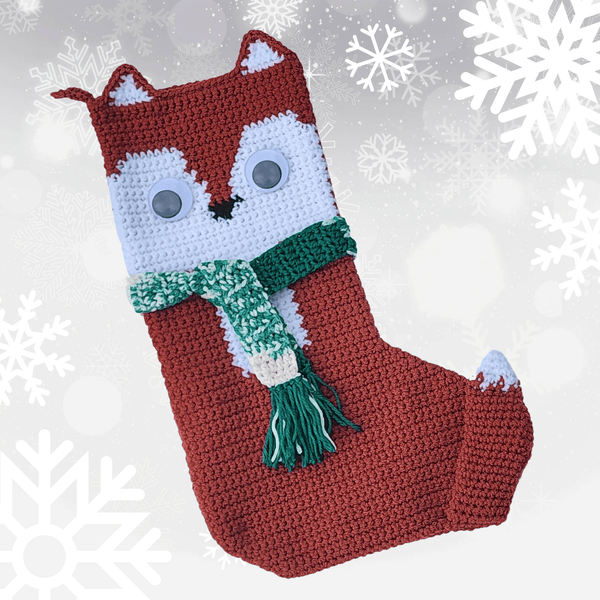 Fox Christmas Stocking, Handmade Crochet - My Fingers Fly