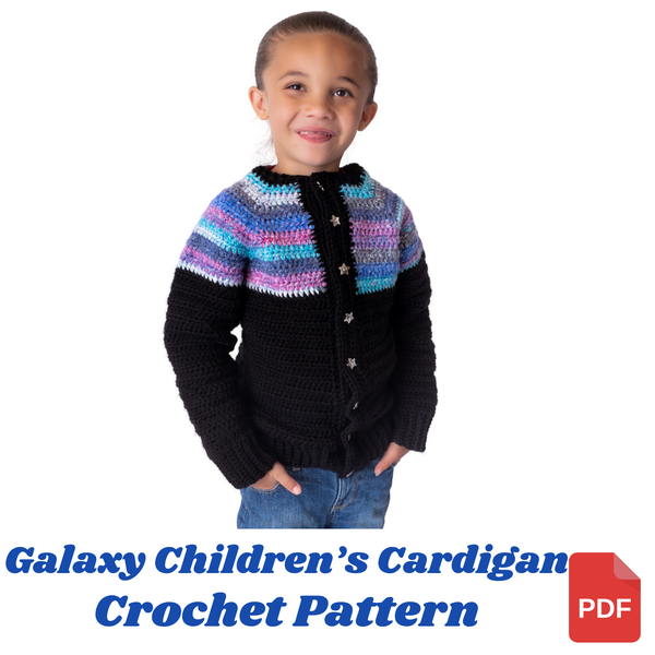 Galaxy Cardigan Crochet Pattern, Children's Sweater Digital Download
