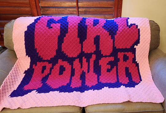 Girl Power Afghan – Handmade Crochet Blanket Celebrating Strong Women