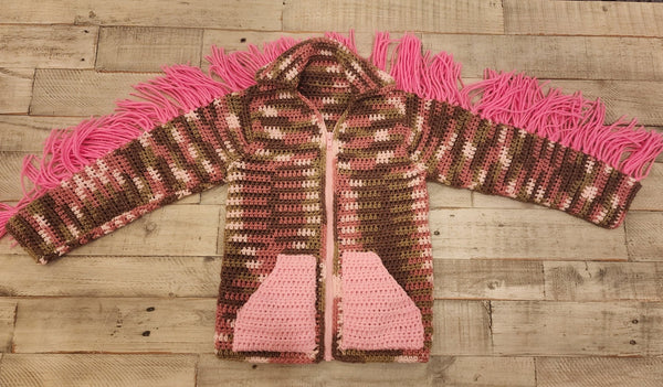 Girl's Pink Camo Sweater Crochet Pattern - My Fingers Fly