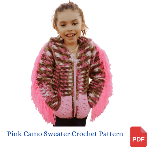Girl's Pink Camo Sweater Crochet Pattern - My Fingers Fly