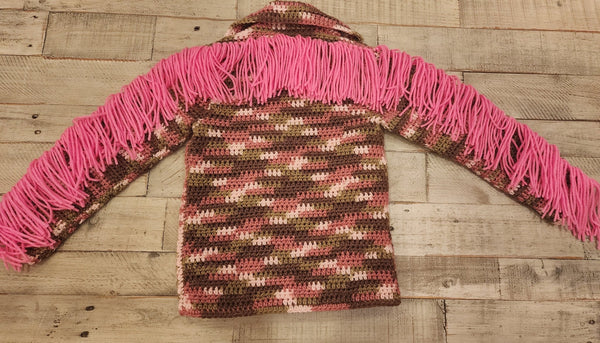 Girl's Pink Camo Sweater Crochet Pattern - My Fingers Fly