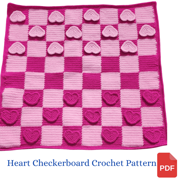 Heart Checkerboard Crochet Pattern, Valentine's Day Gift - My Fingers Fly