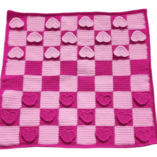 Heart Checkerboard Crochet Pattern, Valentine's Day Gift - My Fingers Fly