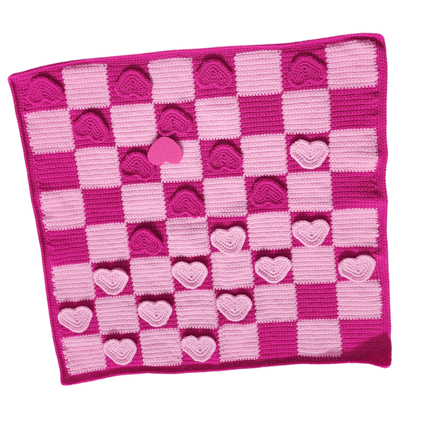 Heart Checkerboard Crochet Pattern, Valentine's Day Gift - My Fingers Fly