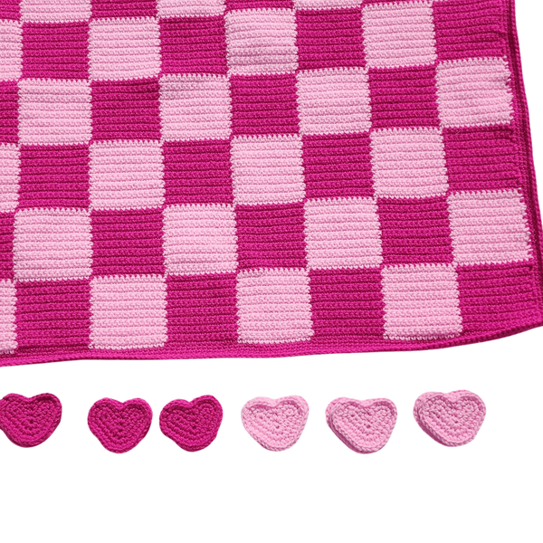 Heart Checkerboard Crochet Pattern, Valentine's Day Gift - My Fingers Fly
