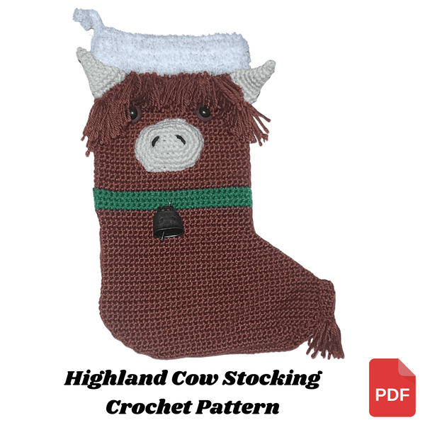 Highland Cow Christmas Stocking Crochet Pattern - My Fingers Fly