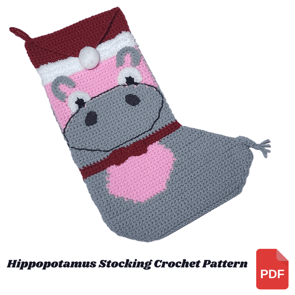 Hippopotamus Christmas Stocking Crochet Pattern - My Fingers Fly