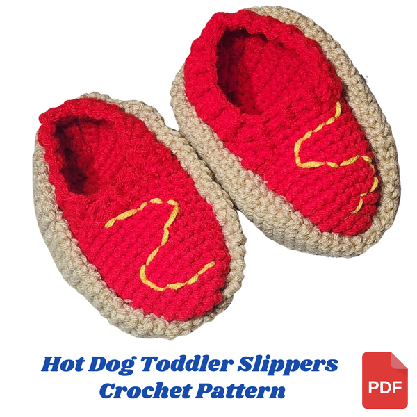 Hot Dog Toddler Slippers Crochet Pattern