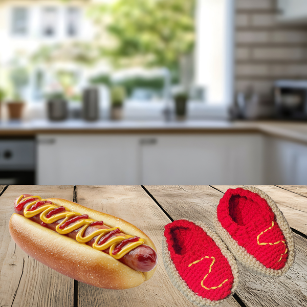 Hot Dog Toddler Slippers Crochet Pattern